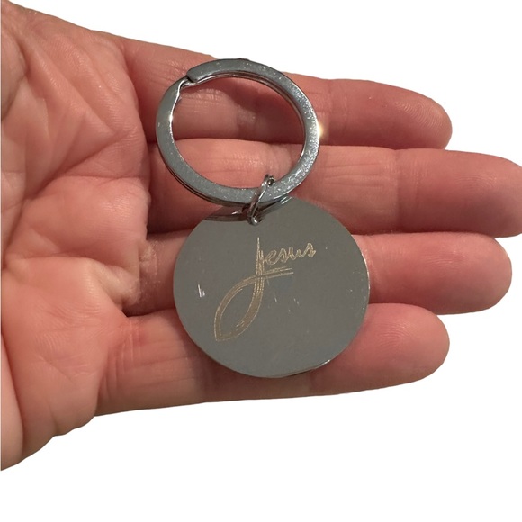 Christian Fish and Jesus Silver Keychain - Picture 4 of 4